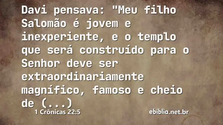 1 Crônicas 22:5