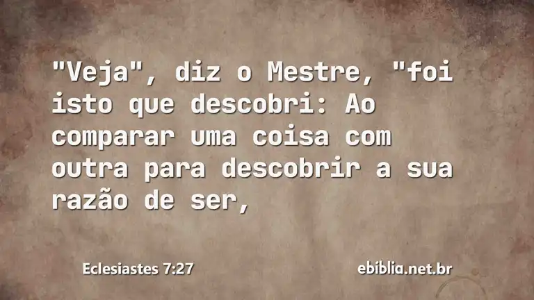 Eclesiastes 7:27